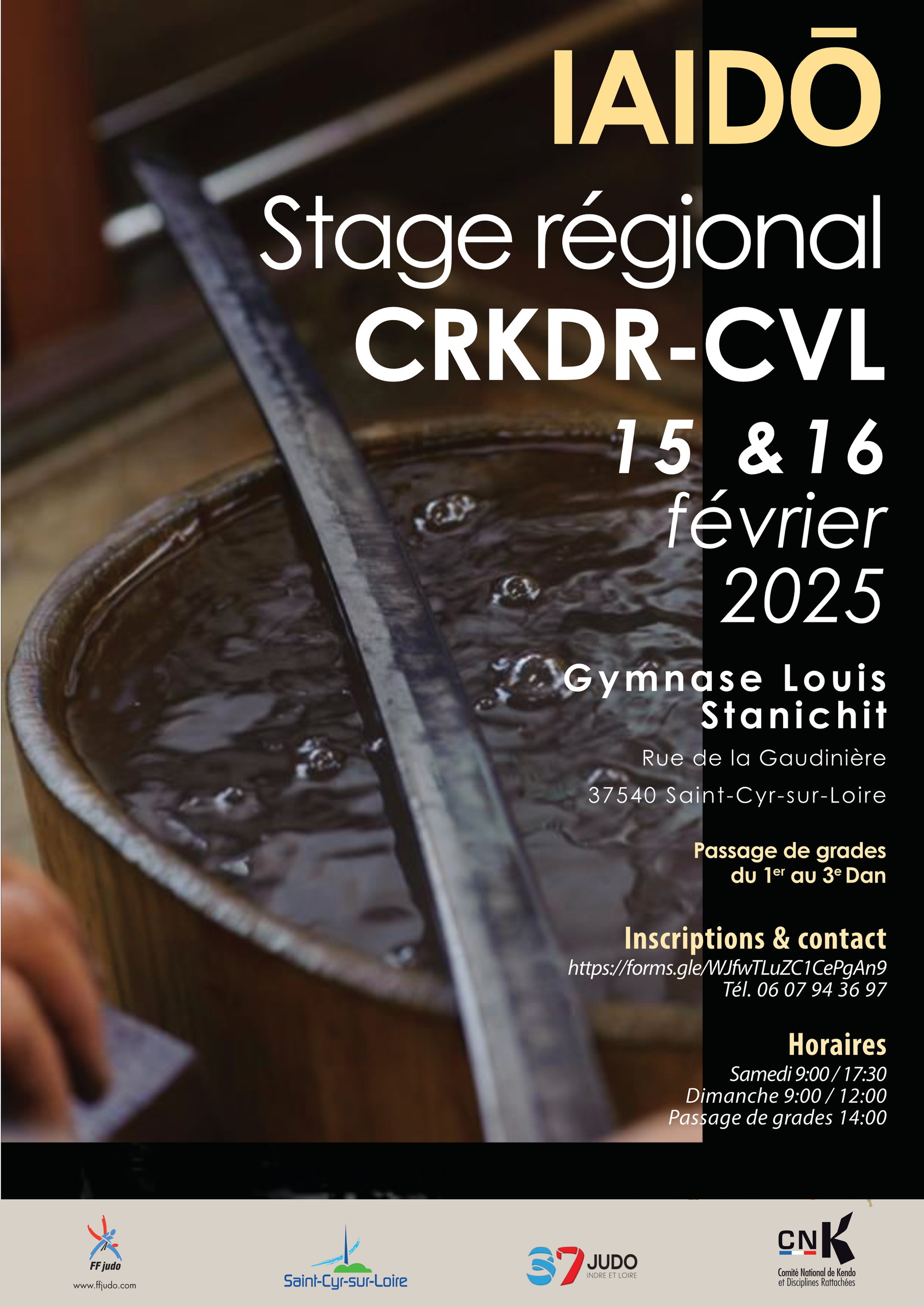 Stage Iaidō ZNKR et passage de grades – 15 & 16 février 2025