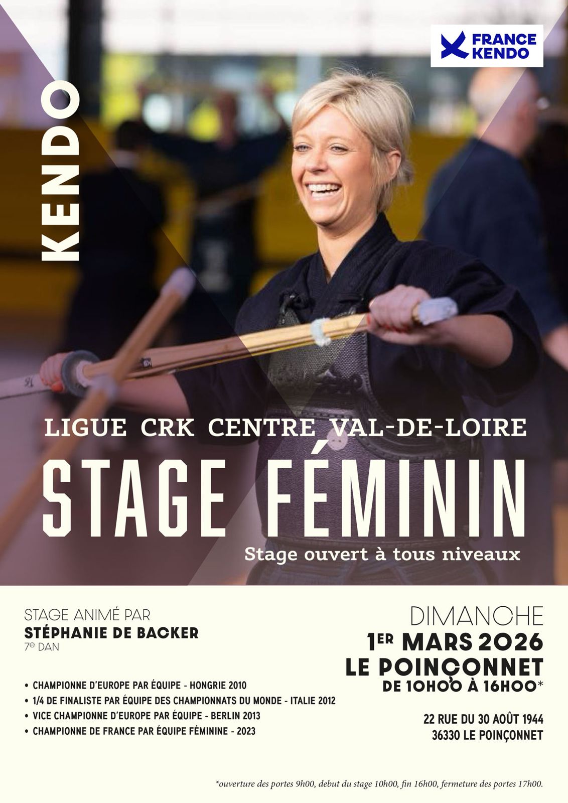 Stage Kendō féminin avec Stéphanie De Baker 6ème Dan le 26 février 2025