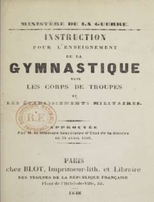 Page de titre de l'« Instruction pour l'enseignement de la gymnastique dans les corps de troupes », Paris, 1848