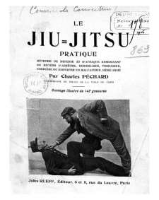 Document d'archive reproduit dans le recueil Couverture du « Jiu-jitsu pratique » de Charles Péchard, Jules Rueff éditeur, photographie d'une clé au sol