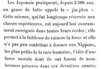Extrait imprimé présentant le jiu-jitsu, lutte japonaise qui permet à la faiblesse de vaincre la force