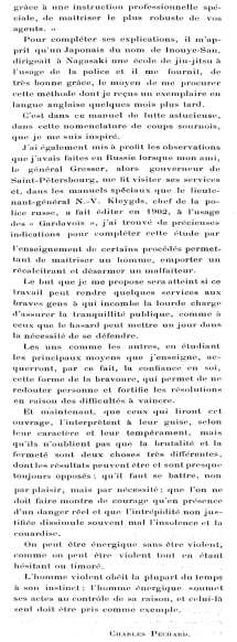 Fin de préface imprimée signée Charles Péchard, sur les sources japonaises et russes de sa méthode