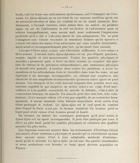 Page imprimée vantant le djiou-djitsu comme sport de combat et l'entraînement des soldats japonais