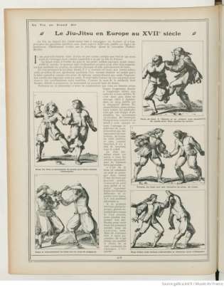 (1)..retrouvé ci-dessous avec l’orthographe Nicolaes Petters Page de « La Vie au Grand Air » titrée « Le Jiu-Jitsu en Europe au XVIIe siècle », cinq gravures de prises de lutte