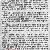 Fragment de colonne de journal : le jiu-jitsu défini comme science du mouvement et sa conquête de Paris