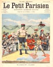 à chercher, à découvrir et à méditer !!! Une en couleurs du supplément littéraire illustré du « Petit Parisien » : combat de lutte sur un ring devant la foule